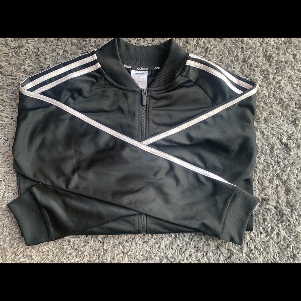 Black Adidas Zip up sweat shirt